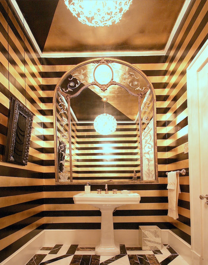 Custom Finish Artisans In San Antonio Interior Residential Paint Kelly Wearstler Inspired Paint And Gold Leaf Finish By Paper Moon Painting Company
